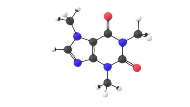 Animazione Una Molecola Caffeina Con Strato Alfa — Video Stock