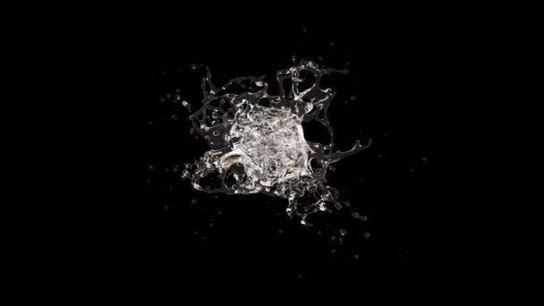 アルファ層と水スプラッシュの3Dアニメーション — ストック動画