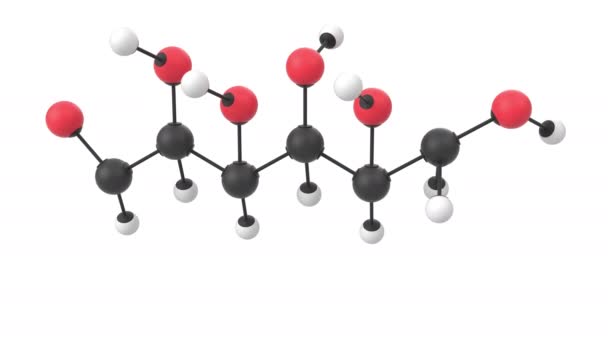 Animación Una Molécula Cadena Abierta Glucosa Con Capa Alfa — Vídeos de Stock