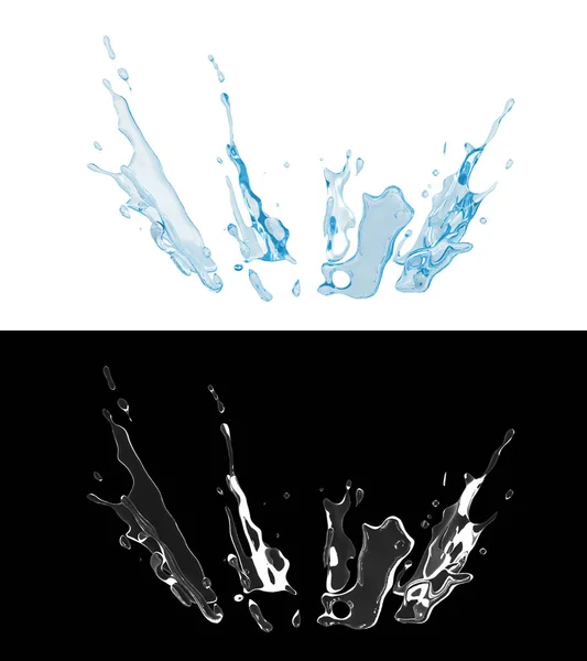 Απεικόνιση Του Ένα Μπλε Νερό Splash Άλφα Στρώμα — Φωτογραφία Αρχείου