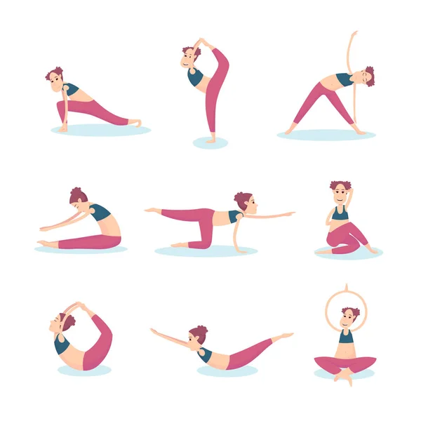 练瑜伽的女孩 — 图库矢量图片