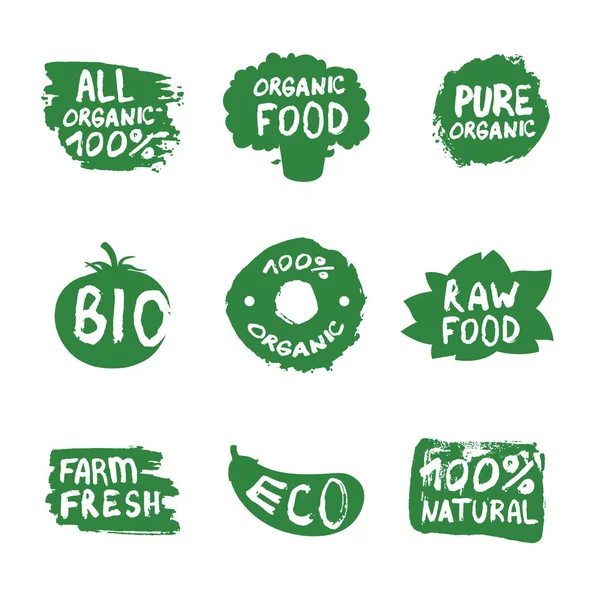 Conjunto de iconos de alimentos ecológicos — Archivo Imágenes Vectoriales