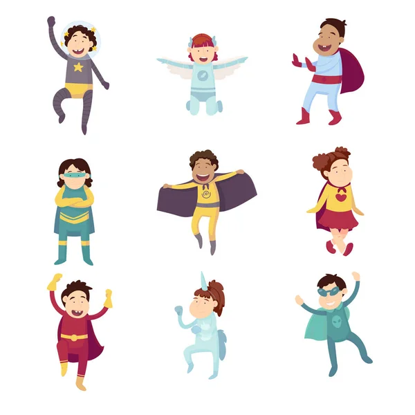 Les enfants imaginent des super héros — Image vectorielle