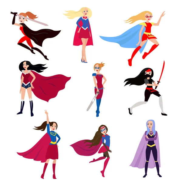 Chicas es super héroes — Vector de stock