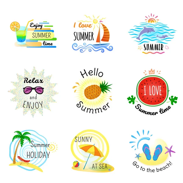 Set of summer signs and banners. — Stock Vector