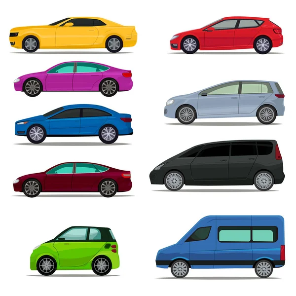 Vector set van verschillende types en modellen van auto 's — Stockvector