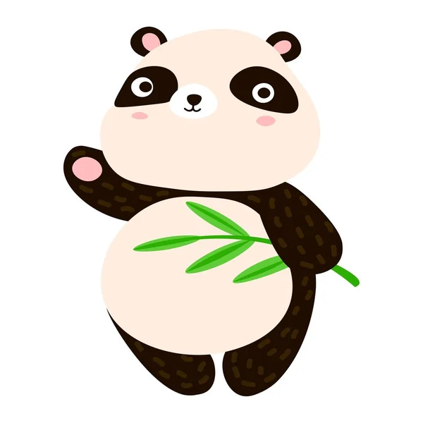 Netter Panda-Cartoon. Süßer Panda wedelt mit seiner Pfote — Stockvektor