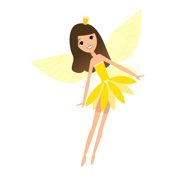 彼女のカラフルな衣装と黄色のドレスで美しい妖精の踊り — ストックベクタ