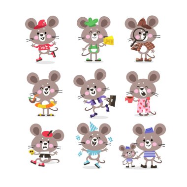 Sevimli fare peynir ile iş için çalışan ve spor yapıyor tatile ayarla