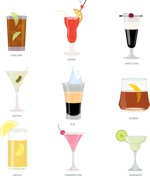 Set of handmade cocktails with inscriptions. Summer holiday and beach party concept. Royalty Free Stock Vectors