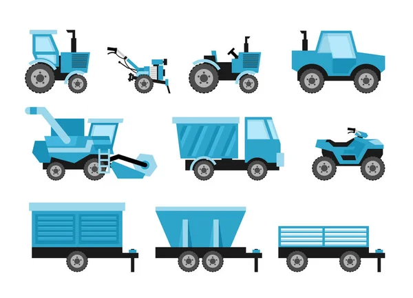 Véhicules de récolte agricole avec remorque de récolte de tracteur . — Image vectorielle