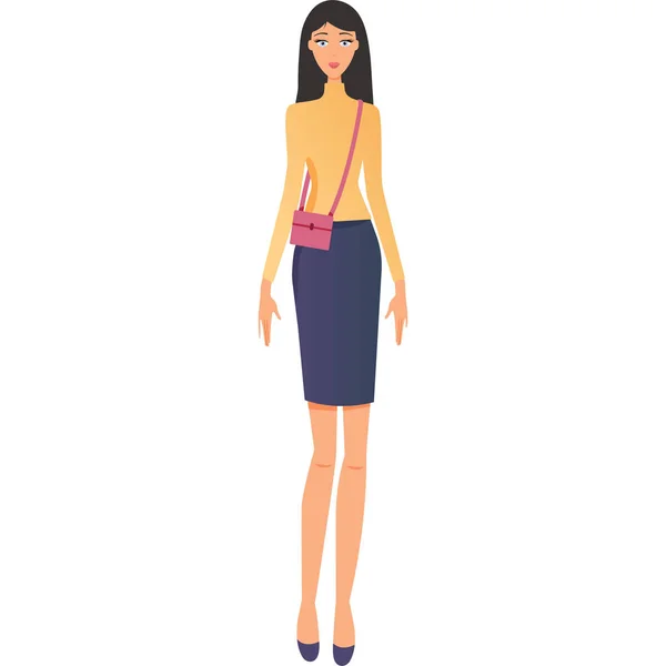 Modieuze moderne meisje in prachtige multi-gekleurde kleding. — Stockvector