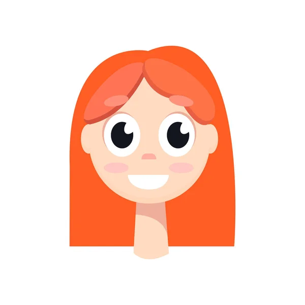 Chica joven con grandes ojos negros, cabello naranja . — Archivo Imágenes Vectoriales