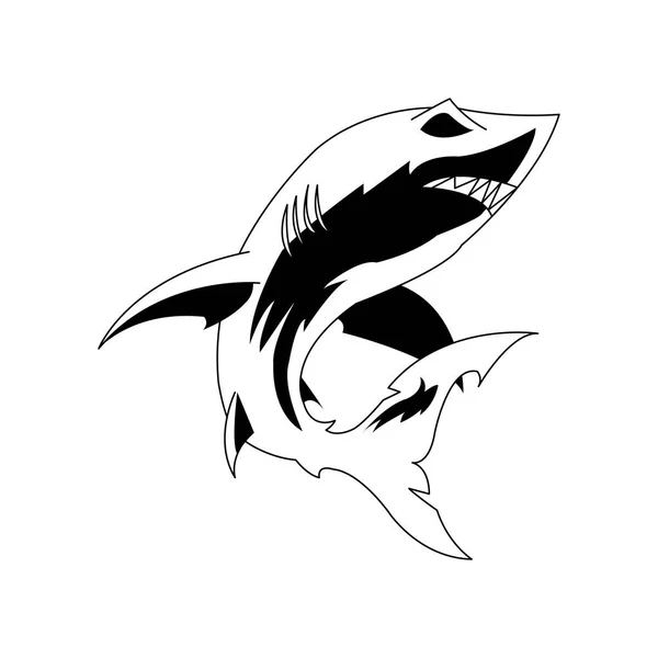 Meren vaarallisin kala on hai. Paha hai, jolla on suuret hampaat ja vahva evä . — kuvapankkivalokuva
