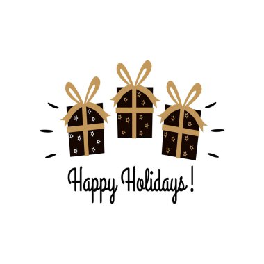Tebrikler ile mutlu bir yeni yıl Merry Christmas metin çıkartma illüstrasyonlar.