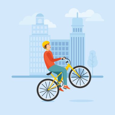 Genç adam bir bisiklet sürmek ve karmaşık stunts gerçekleştirir.