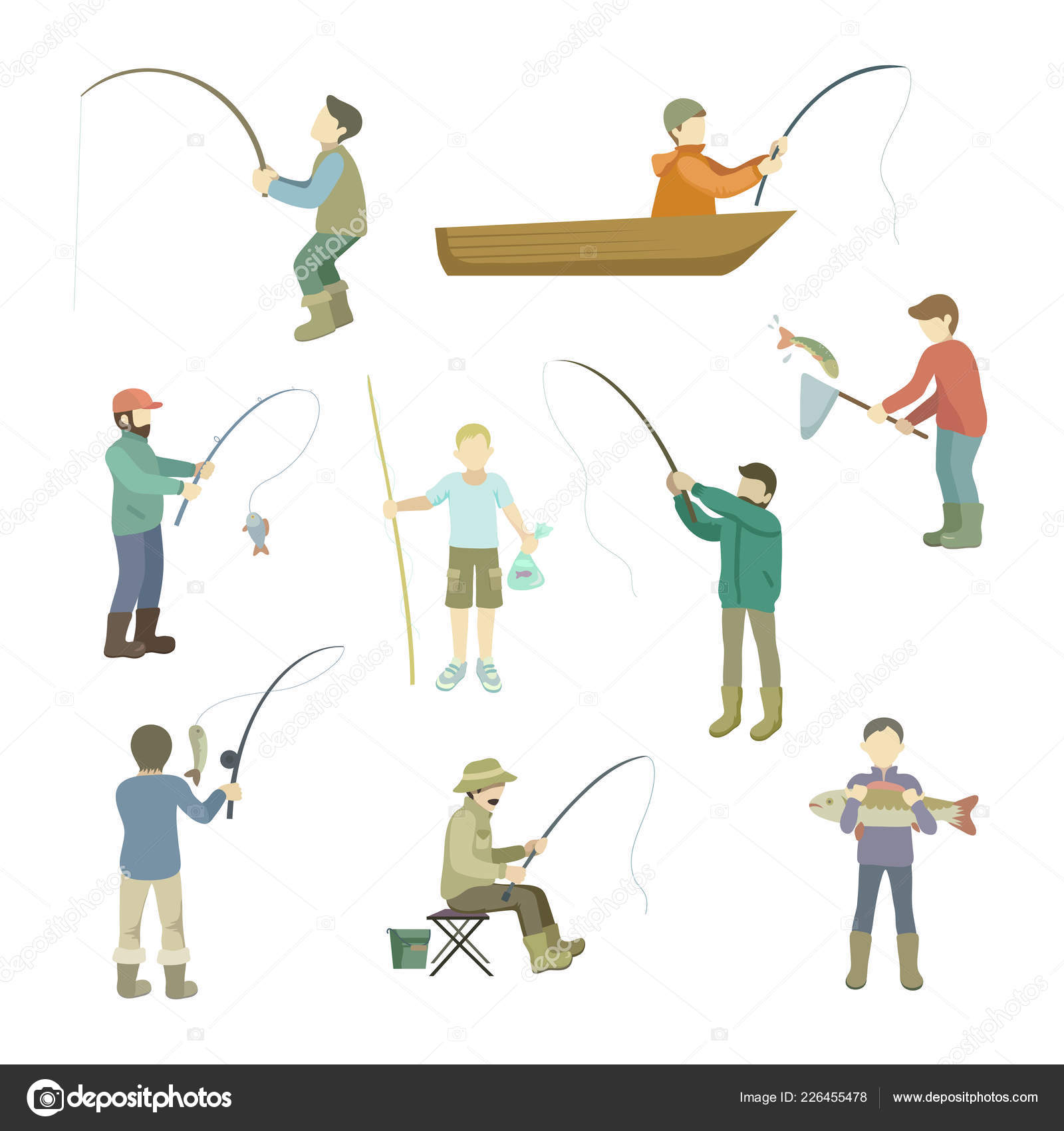 Fishermen spend time fishing. Fish in a boat, casting fishing rods