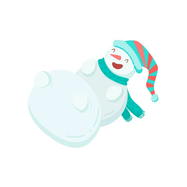 Lustige lustige Schneemann mit einer Nase in Form einer Möhre. Symbol des Jahres. — Stockvektor