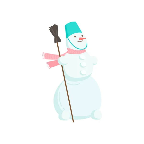 Funny funny sněhulák s nosem v podobě mrkev. Symbol roku v roce. — Stockový vektor