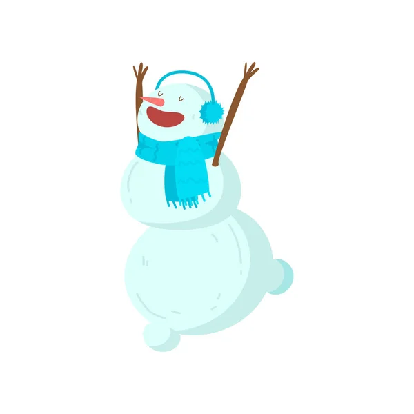 Funny funny sněhulák s nosem v podobě mrkev. Symbol roku v roce. — Stockový vektor