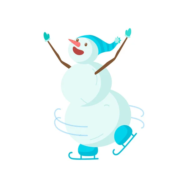 Divertido muñeco de nieve divertido con una nariz en forma de zanahoria. Símbolo del año del año . — Archivo Imágenes Vectoriales