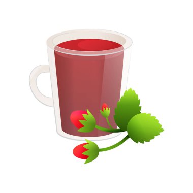 Çilek bir güzel şeffaf kupa ilavesi ile lezzetli doğal çay.