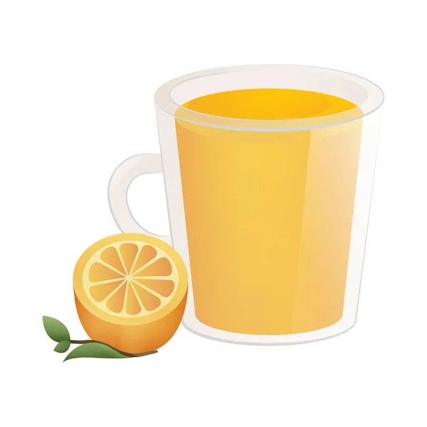 Délicieux thé naturel à l'orange dans une belle tasse transparente . — Image vectorielle