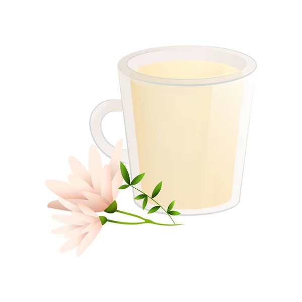 Délicieux thé naturel aux herbes parfumées dans une belle tasse transparente . — Image vectorielle