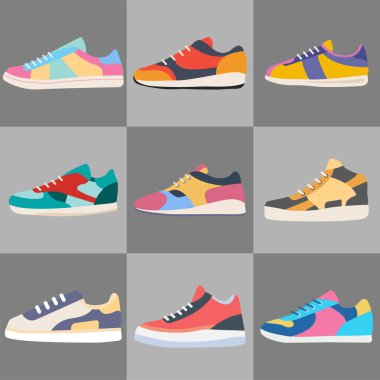 Farklı günlük giyim için modern spor ayakkabı.