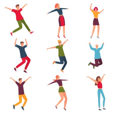 Genç güzel ve ücretsiz moda gençlik giysili atlamak ve mutluluk ile eğlenin.