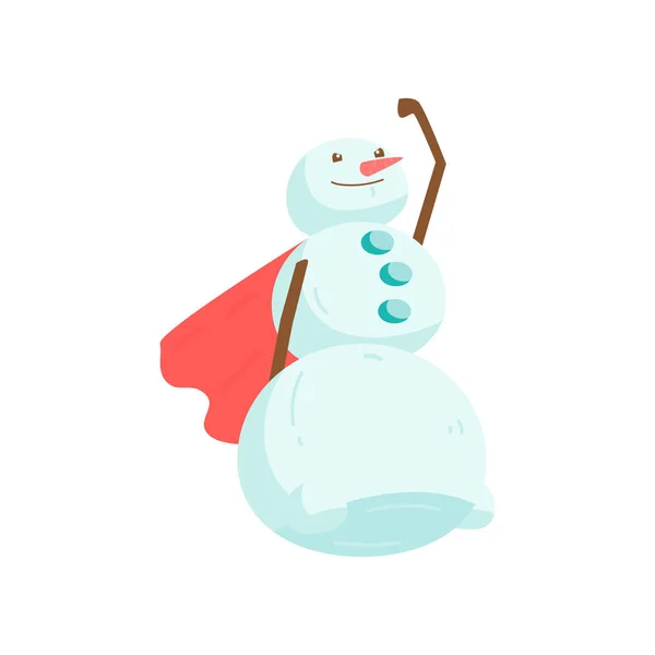 Pupazzo di neve divertente divertente con un naso nella forma di una carota. Simbolo dell'anno dell'anno . — Vettoriale Stock