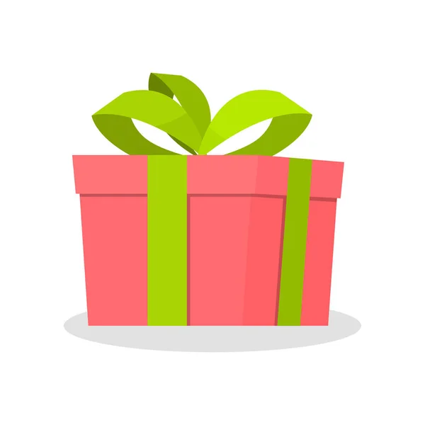 Bonita caja de colores con un hermoso arco maravilloso en el que se presenta un regalo para un ser querido para un evento importante para él . — Vector de stock