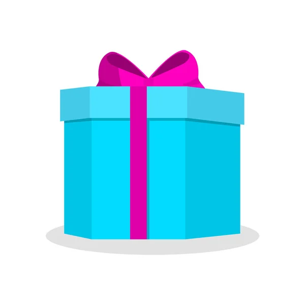 Bonita caja de colores con un hermoso arco maravilloso en el que se presenta un regalo para un ser querido para un evento importante para él . — Vector de stock