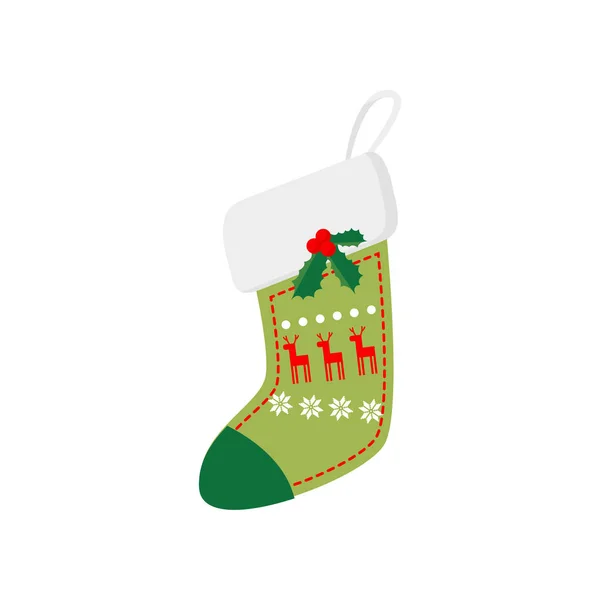 Симпатичний красивий шкарпетка з вишитим візерунком, який приховує подарунки для близьких на Новий рік . — стоковий вектор