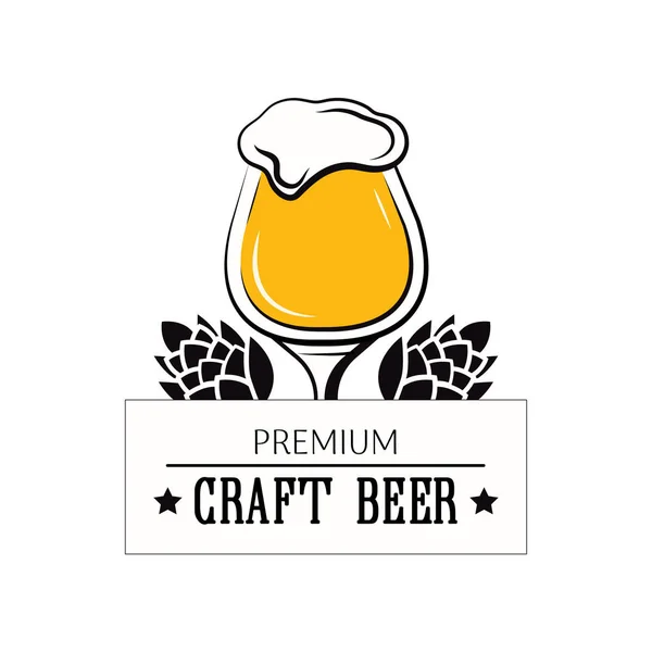 Label heerlijke schuim bier drinken. Label voor het menu. Premium ambachtelijke bier. — Stockvector