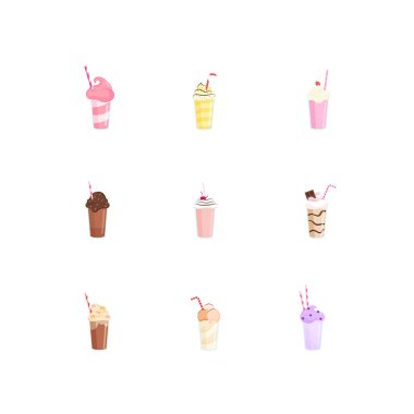 Farklı malzemelerle yapılan şeffaf gözlük güzel milkshakes.