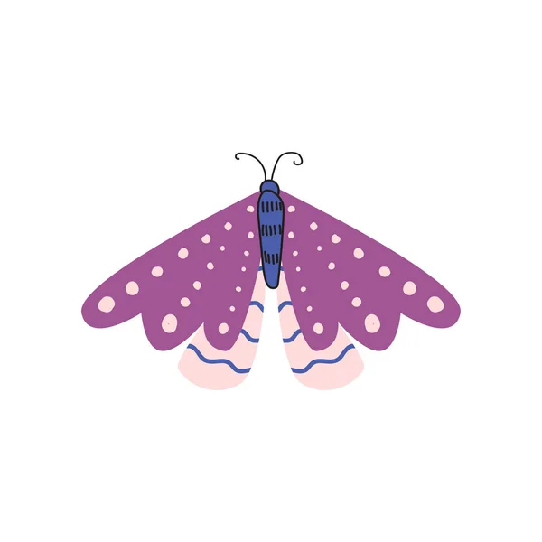 날개와 그들에 패턴의 특이 한 모양으로 아름 다운, 멀티 컬러 나비. — 스톡 벡터