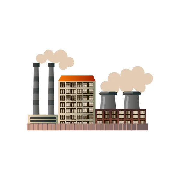 Den Bau einer industriellen Manufaktur. Anlage zur Verarbeitung von Rohstoffen. — Stockvektor