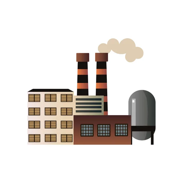Den Bau einer industriellen Manufaktur. Anlage zur Verarbeitung von Rohstoffen. — Stockvektor