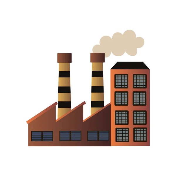 De bouw van een industriële manufactory. Fabriek voor de verwerking van grondstoffen. — Stockvector