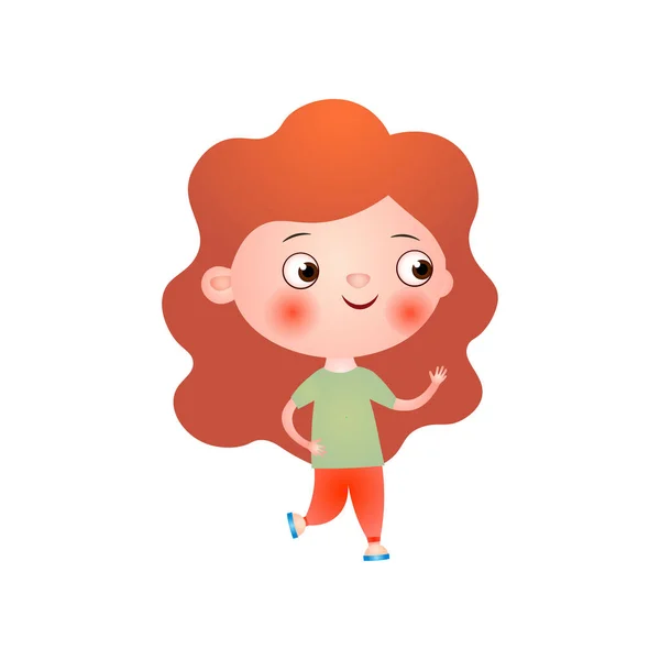 Petite fille mignonne drôle avec coupe de cheveux drôle passe son temps libre à s'amuser et à jouer . — Image vectorielle