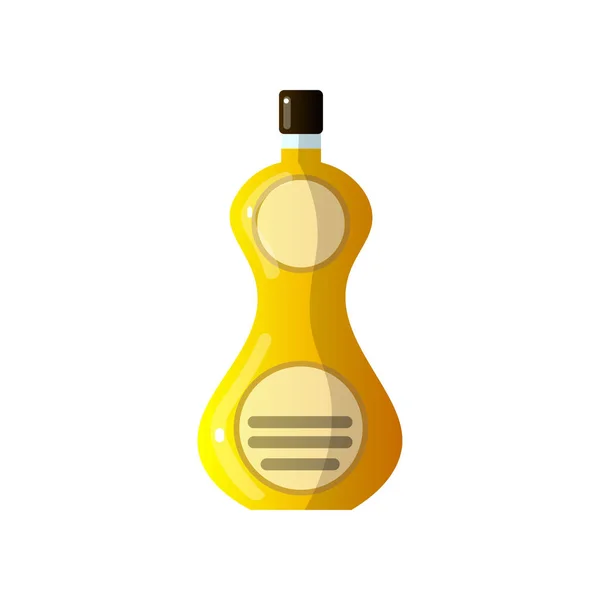Alcoholic drink in a beautiful glass bottle of unusual shape on white background. — Stock Vector
