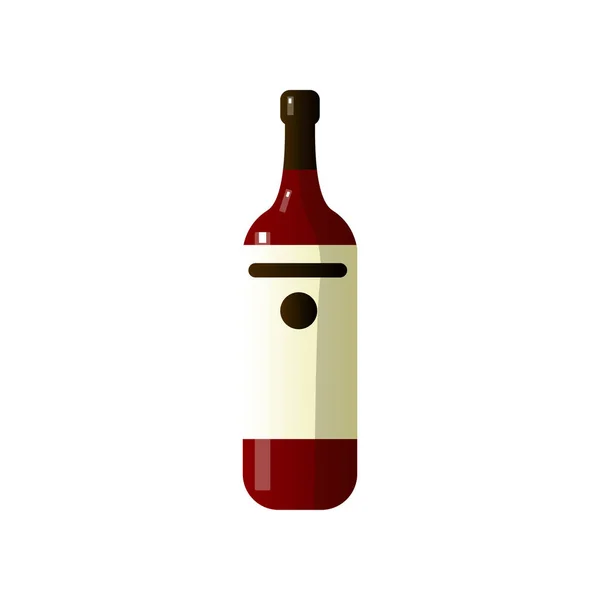 Bebida alcohólica en una hermosa botella de vidrio de forma inusual sobre fondo blanco . — Vector de stock