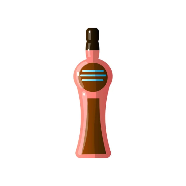 Alkoholický nápoj v krásné skleněné láhvi neobvyklého tvaru na bílém pozadí. — Stockový vektor