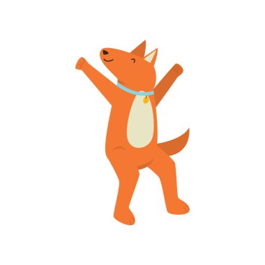 Tatlım neşeli portakal köpek eğleniyor ve having a büyük zaman bir partide.