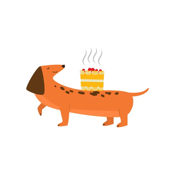 Ute χαρούμενο πορτοκαλί σκυλί διασκεδάζοντας και έχοντας ένα μεγάλο χρονικό διάστημα σε ένα πάρτι. — Διανυσματικό Αρχείο