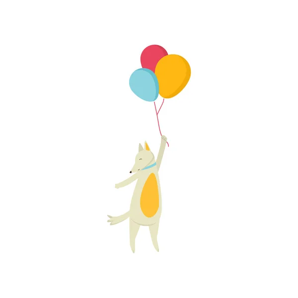 ウテ陽気なオレンジ色の犬を楽しんで、パーティーで楽しい時間を過ごして. — ストックベクタ