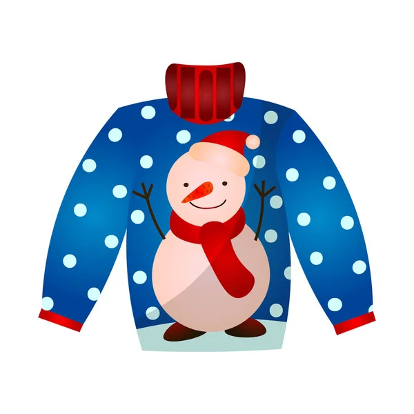 Hermoso suéter de Navidad lindo con decoraciones festivas. Jersey de punto de invierno . — Archivo Imágenes Vectoriales