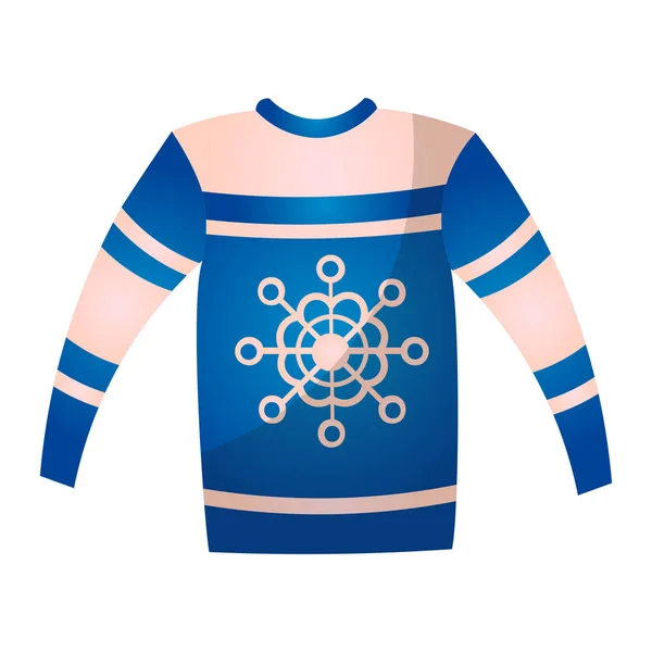 Hermoso suéter de Navidad lindo con decoraciones festivas. Jersey de punto de invierno . — Vector de stock