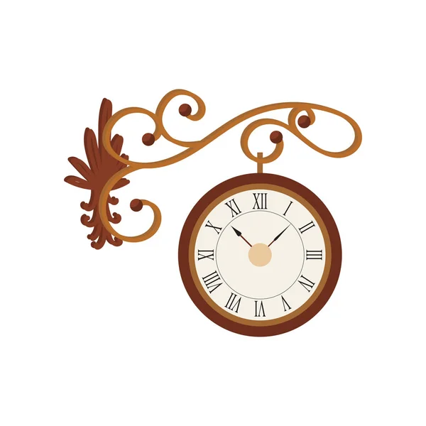 Relojes vintage hechos de madera bellamente concisa forma . — Vector de stock